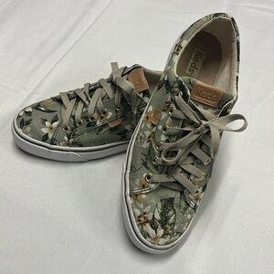 Keds Jump Kick Feet Sneakers Organic Cotton Tropical Print USA 10